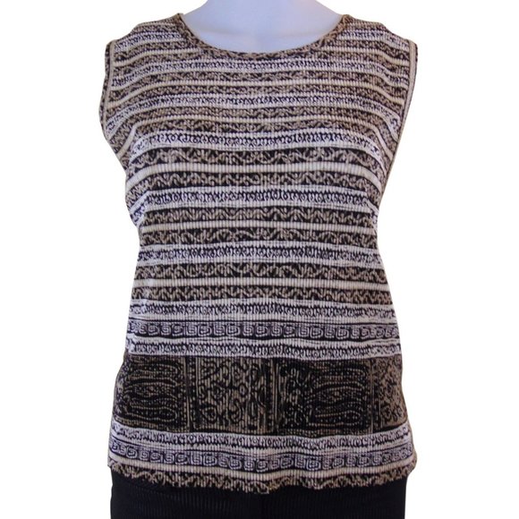 Plisse Vintage Crinkled Textured Sleeveless Top - Size L - Picture 1 of 4